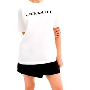 COACH Unisex Essential White Tee with Black Logo